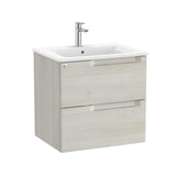 Roca Wall Mounted Vanity Unit White Wood Roca Aleyda 600mm Wall Mounted Two Drawer Vanity Unit with Basin
