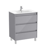 Roca Floor Standing Vanity Unit Gloss Grey Roca Tenet 700mm Floor Standing Three Drawer Vanity Unit with Basin