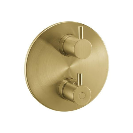 Flova Concealed Shower Valve Brushed Brass Flova Levo Round 1, 2 or 3 Outlet SlimBOX Finishing Set