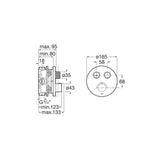 Roca Concealed Shower Valve Roca T-3000 Round Bath Shower Mixer with Built-In Valve