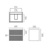 Vado Wall Mounted Vanity Unit Vado Groove Fluted Wall Mounted Two Drawer Vanity Unit with Basin