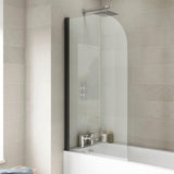 Aquarius Bathrooms Bath Screen Aquarius LevAqua Curved 6mm Hinged Bath Screen 1400 x 800mm