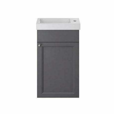 Heritage Cloakroom Vanity Unit Graphite Heritage Caversham 400mm Wall Hung Cloakroom Vanity Unit, Basin, Waste and Handle Bundle