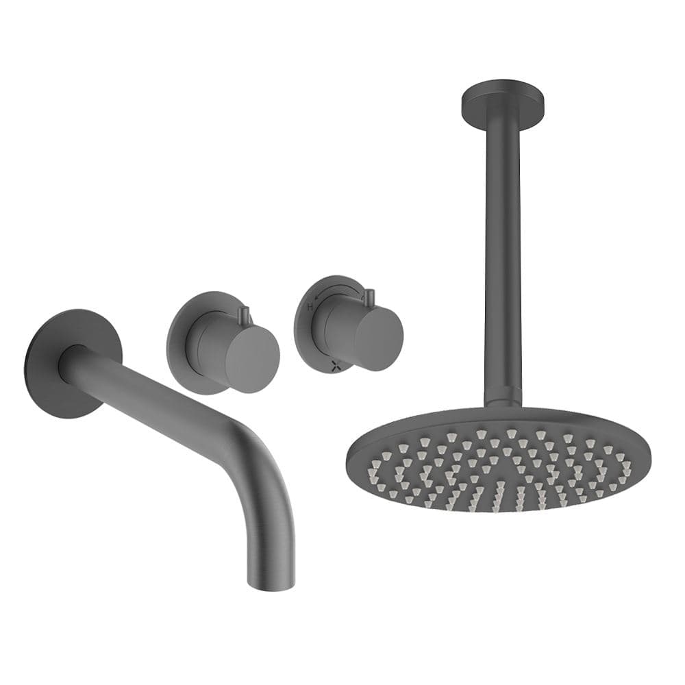 UK Bathroom Store Concealed Shower Set Crosswater Module Shower Set 3 with Fixed Overhead Shower and Bath Spout