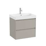 Roca Wall Mounted Vanity Unit Matt Grey Roca Ona 650mm Wall Mounted Two Drawer Vanity Unit with Basin