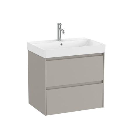 Roca Wall Mounted Vanity Unit Matt Grey Roca Ona 650mm Wall Mounted Two Drawer Vanity Unit with Basin
