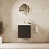 Crosswater Wall Mounted Vanity Unit 500mm / Matt Black Crosswater Glide II Wall Mounted Two Drawer Vanity Unit with Basin