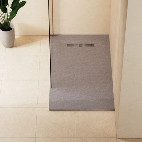Crosswater Rectangle Shower Tray Light Grey / 800 x 1400 Crosswater Vito Textured Rectangle Shower Tray with Waste