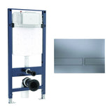 Crosswater Wall Hung WC Frame Venue Plate in Brushed Nickel Crosswater 1.12m Slim Depth Dual Flush WC Support Frame Set with Flush Plate