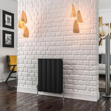 Eastbrook Panel Radiator 600 x 470 / Dual Fuel Eastbrook Guardia Straight Horizontal Aluminium in Matt Black