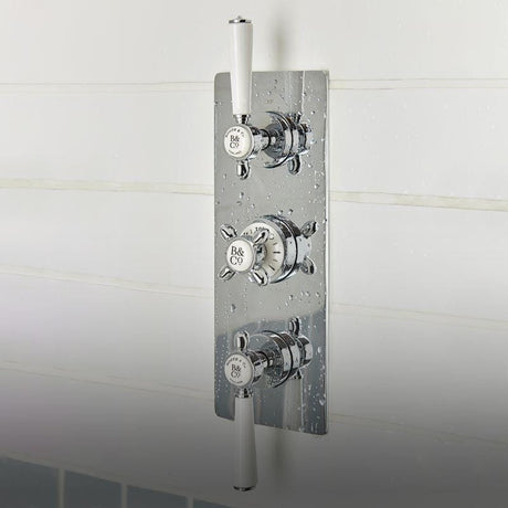 Vado Concealed Shower Valve Chrome Booth & Co. Axbridge 2 Outlet, 3 Handle Concealed Thermostatic Shower Valve