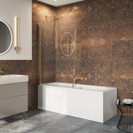 Crosswater Bath Screen Brushed Brass Crosswater Asura 8mm Fully Folding Bath Screen