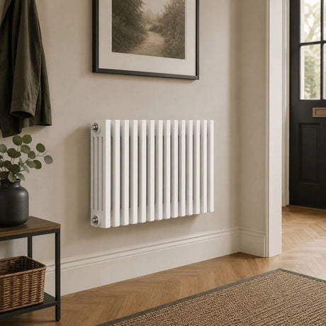 Aquarius Bathrooms Column Radiator 500mm x 605mm Aquarius Foundry Horizontal 4 Column Radiator in White