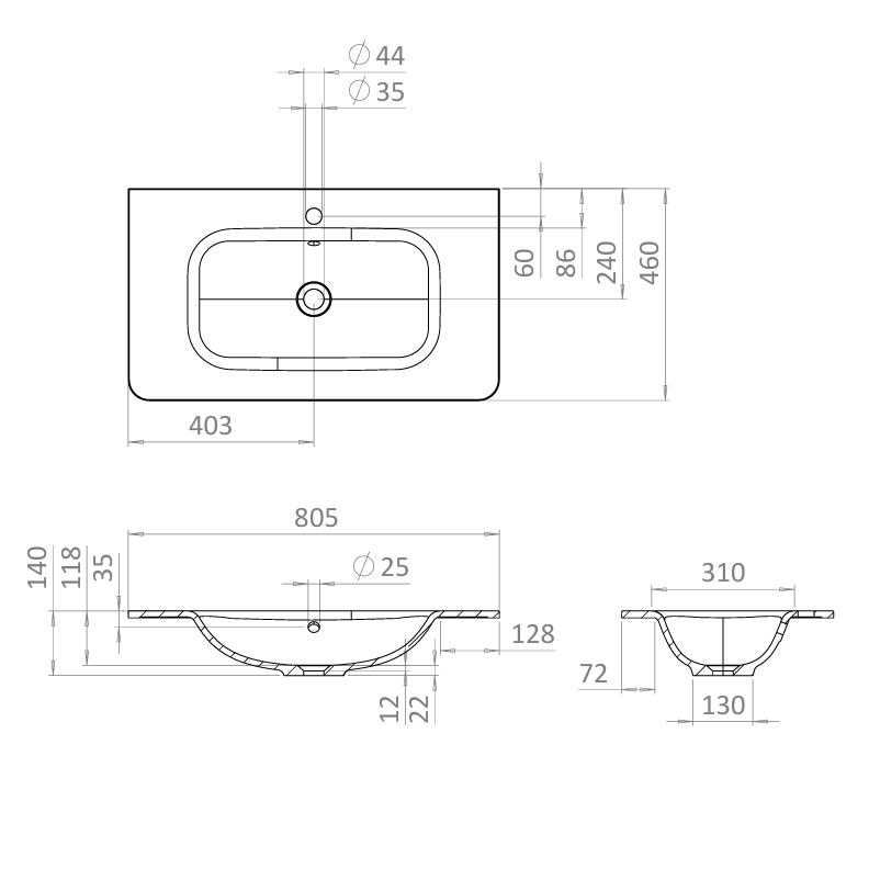 Crosswater Wall Mounted Vanity Unit Crosswater Tambour 800mm Wall Mounted One Drawer Vanity Unit with Basin or Worktop