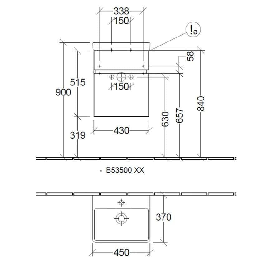 Villeroy & Boch Wall Mounted Vanity Unit Villeroy & Boch Arto Wall Mounted 450mm One Drawer Vanity Unit with Basin