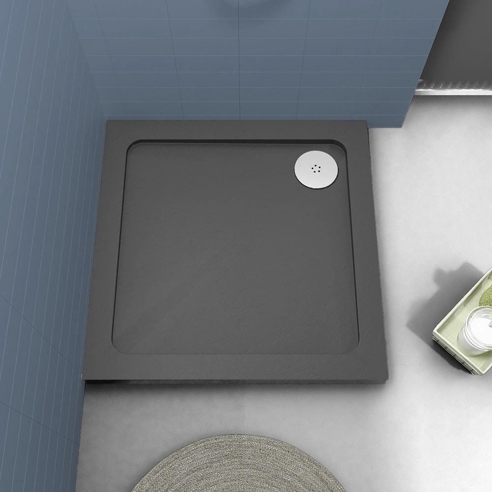 Aquarius Square Shower Tray Aquarius Urbano Square 45mm Stone Resin Shower Tray in Slate Grey
