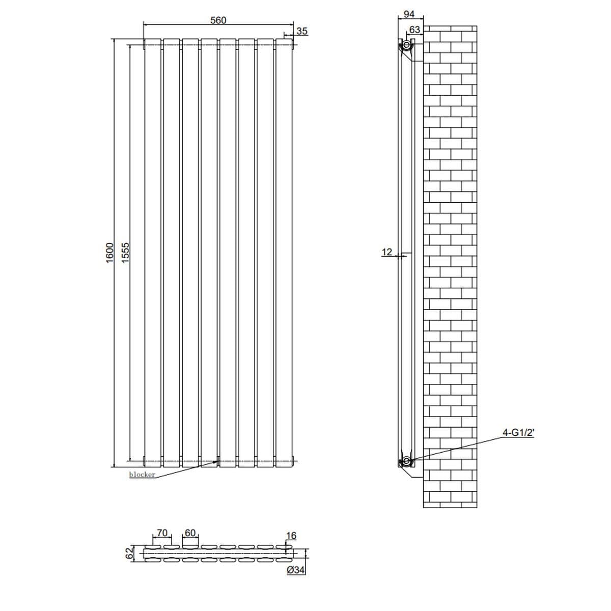 Aquarius Bathrooms Panel Radiator Aquarius Flat Double Vertical Panel Radiator
