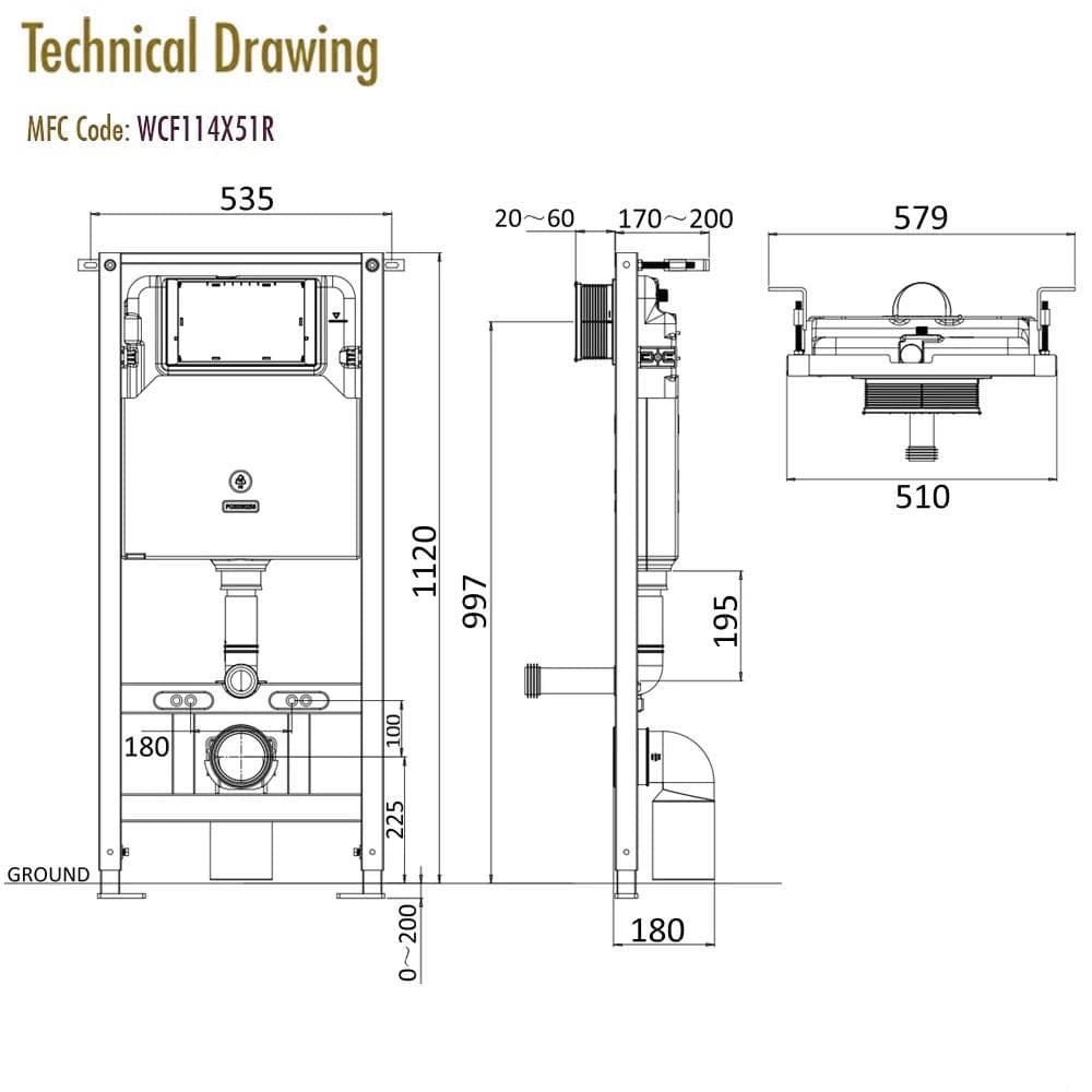 Crosswater Wall Hung WC Frame Crosswater 1.12m Dual Flush WC Support Frame Set with Flush Plate
