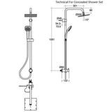 Ideal Standard Shower Riser Rail Ideal Standard IdealRain Riser Rail with Diverter, Square Showerhead and Handset in Chrome