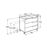 Roca Floor Standing Vanity Unit Roca Aleyda 800mm Floor Standing Three Drawer Vanity Unit with Basin