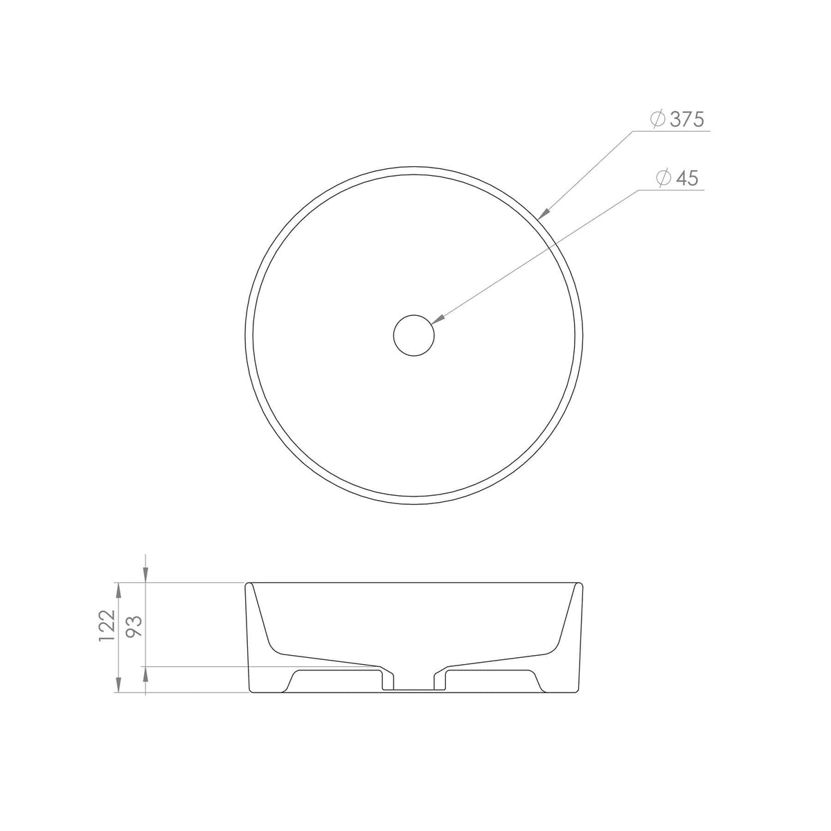 Saneux Countertop Basin Saneux Sienna 370mm Round Fluted Countertop Basin in Gloss White