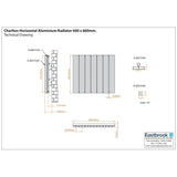 Eastbrook Panel Radiator Eastbrook Charlton Horizontal Aluminium Designer Radiator in Matt White