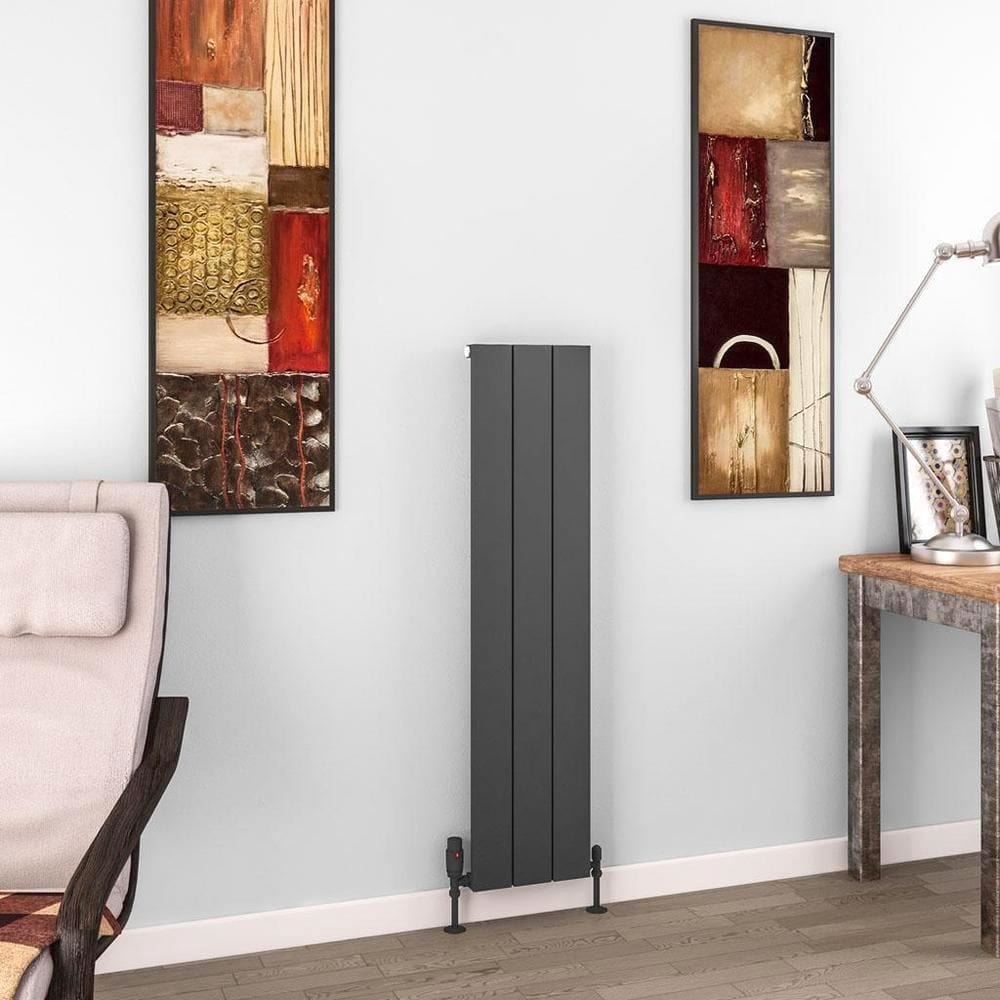 Eastbrook Panel Radiator 1200 x 280 / Dual Fuel Eastbrook Charlton Vertical Aluminium Designer Radiator in Matt Anthracite
