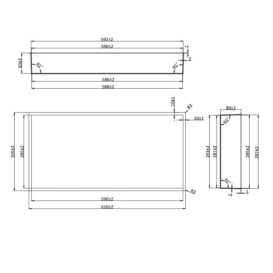 Croswwater Shower Niche Crosswater Square Shower Niche with LED - 610 x 305 x 80mm for Stud Walls