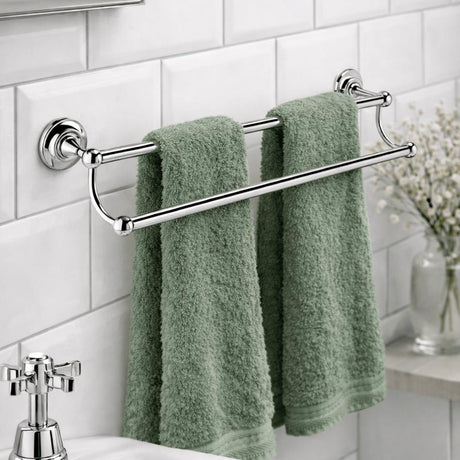 Aquarius Bathrooms Towel Rails and Rings Aquarius Blenheim Traditional Double Towel Rail in Chrome