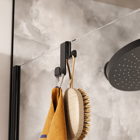 Crosswater Robe Hook Matt Black Crosswater Fold Single Over Shower Hook