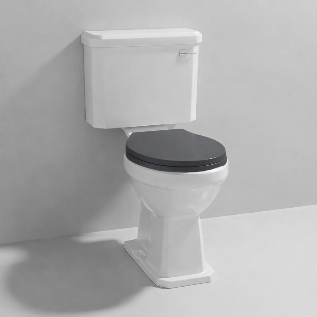 Aquarius Bathrooms Close Coupled Toilet Black Wooden Aquarius Harewood Traditional Close Coupled Toilet with Soft Close Seat