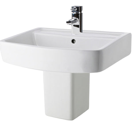Aquarius Bathrooms Pedestal Basin Aquarius Squared 520mm One Tap Hole Basin and Pedestal