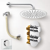 Aquarius Bathrooms Concealed Shower Set Chrome Aquarius RainLux Round 2 Outlet Overflow Filler Shower Bundle