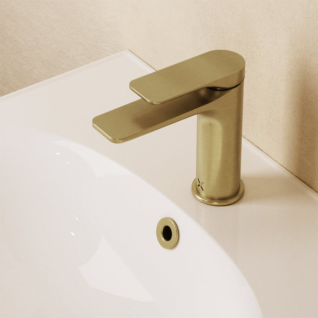 Crosswater Mono Basin Tap Brushed Brass Crosswater Fuse Mono Basin Mixer Tap with Clicker Waste