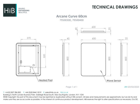 hib. Illuminated Mirror 800 x 600mm / Brushed Brass hib. Arcane Curve LED Illuminated Mirror