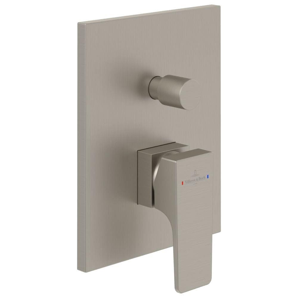Villeroy & Boch Concealed Shower Valve Brushed Nickel Villeroy & Boch Architectura Concealed 2-Outlet Single Lever Trim Set