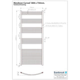 Eastbrook Wendover Curved Vertical Heated Towel Rail in Chrome