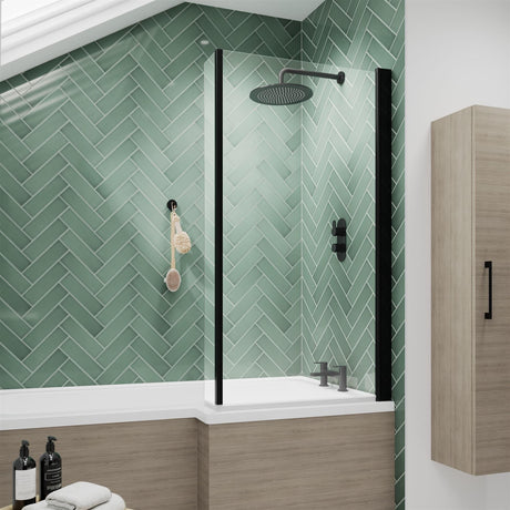 Aquarius LevAqua L-Shaped 6mm Hinged Bath Screen with Fixed Return