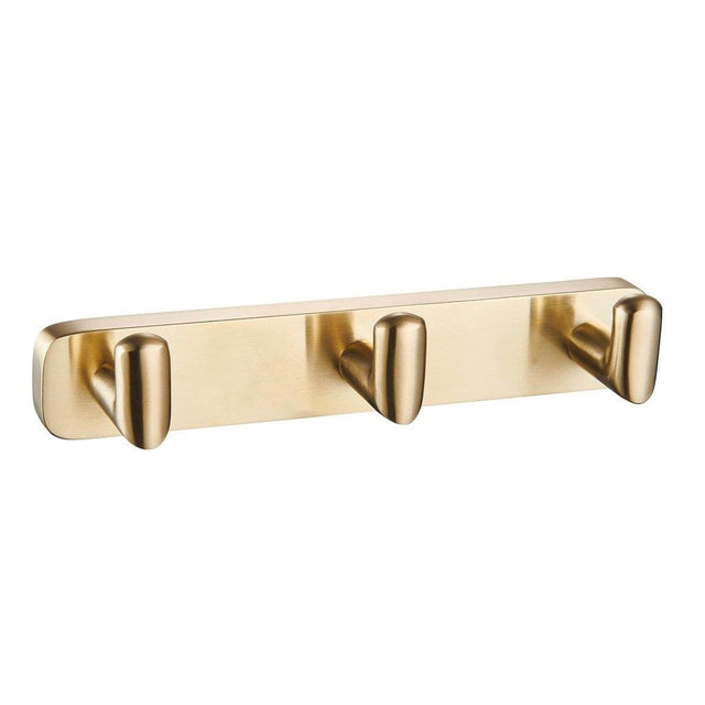 Aquarius Robe Hook Aquarius Auro Triple Robe Hook in Brushed Brass