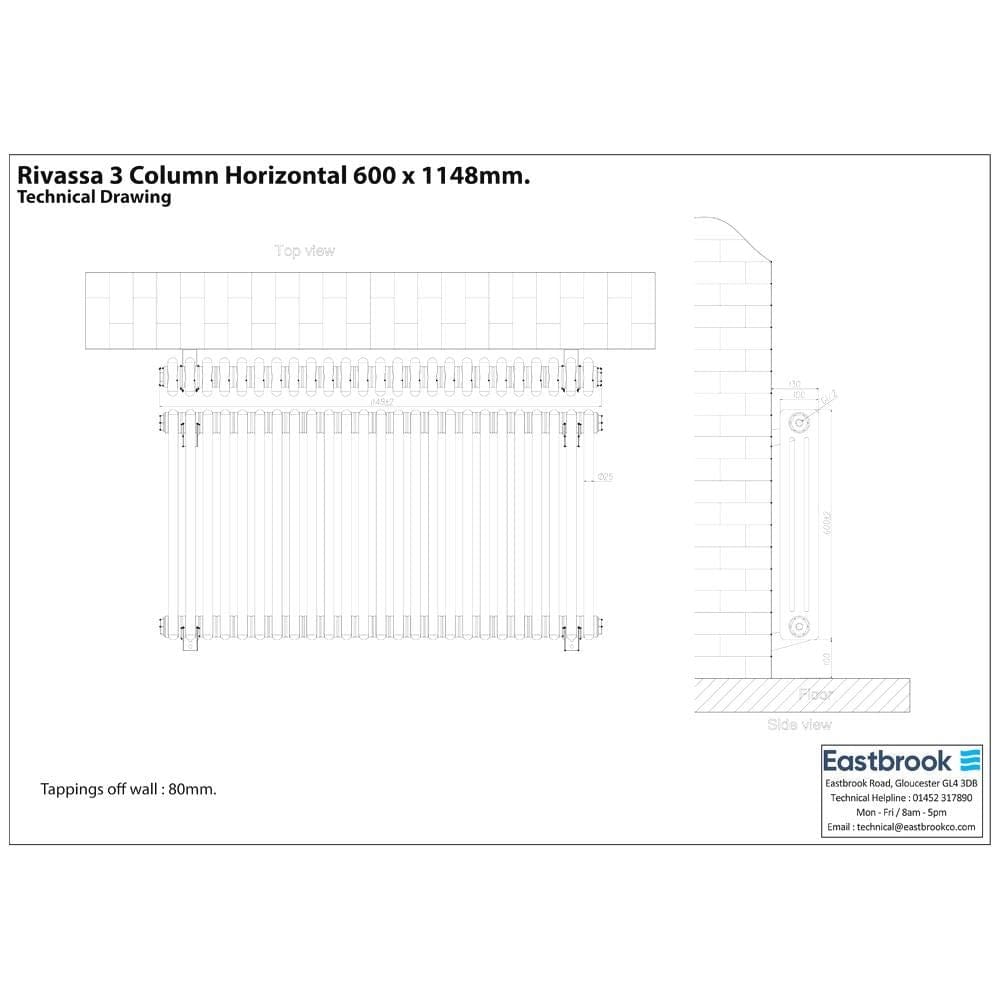 Eastbrook Rivassa Traditional 3 Column Radiator in Matt Anthracite