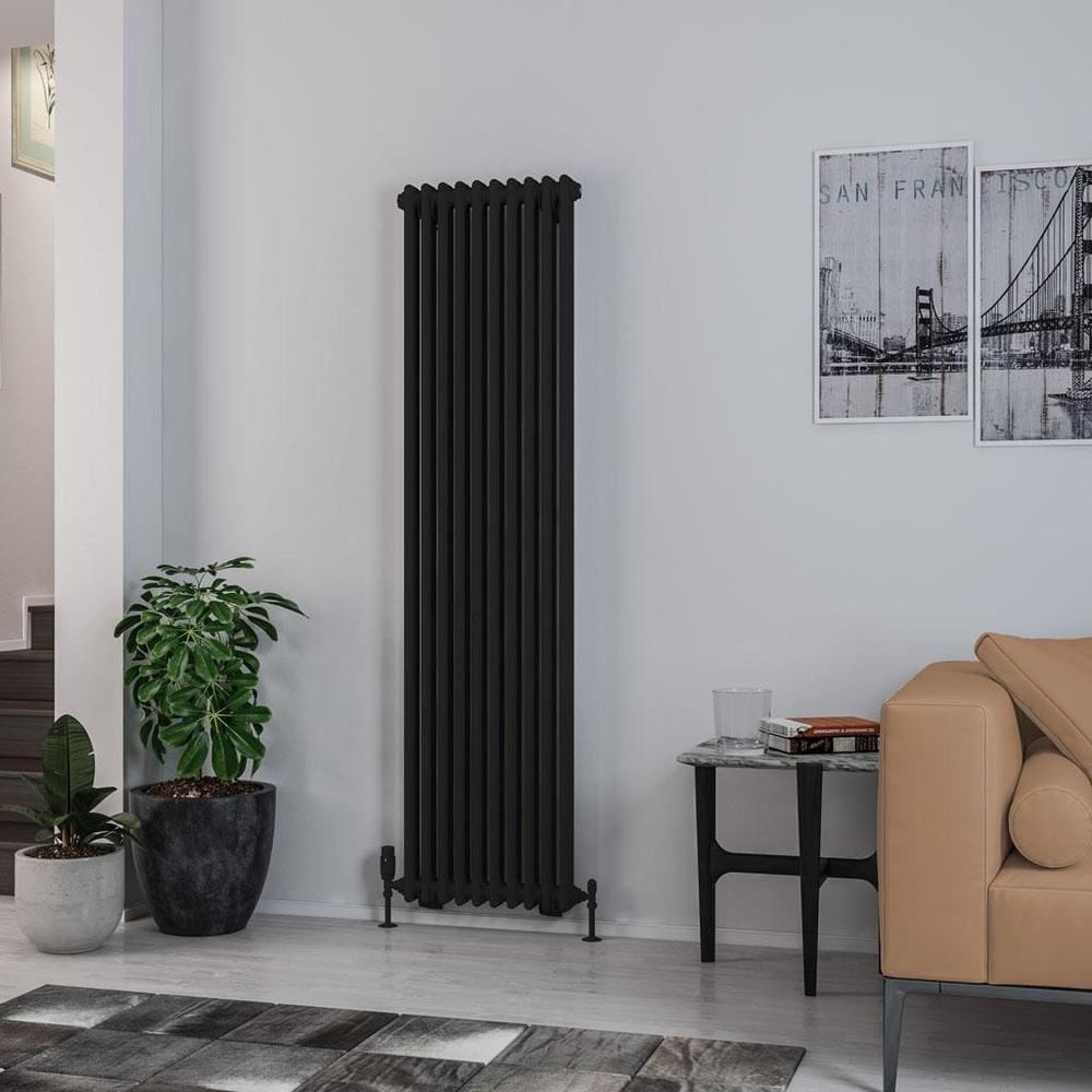 Eastbrook Column Radiator 1800 x 473 / Central Heating Eastbrook Rivassa Traditional 2 Column Radiator in Matt Black