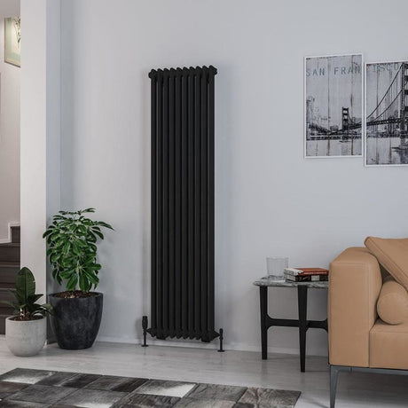 Eastbrook Column Radiator 1800 x 473 / Central Heating Eastbrook Rivassa Traditional 2 Column Radiator in Matt Black