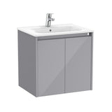Roca Wall Mounted Vanity Unit Gloss Grey Roca Tenet 600mm Wall Mounted Two Door Vanity Unit with Basin