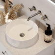 Saneux Countertop Basin Saneux Sienna 370mm Round Fluted Countertop Basin in Gloss White