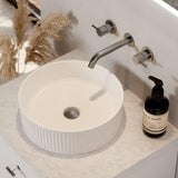 Saneux Countertop Basin Saneux Sienna 370mm Round Fluted Countertop Basin in Gloss White