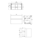 Crosswater Wall Mounted Vanity Unit Crosswater Avenue 800mm Two Drawer Wall Mounted Vanity Unit with Basin