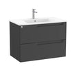 Roca Wall Mounted Vanity Unit Matt Black / Central Roca Aleyda 800mm Wall Mounted Two Drawer Vanity Unit with Basin