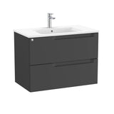 Roca Wall Mounted Vanity Unit Matt Black / Central Roca Aleyda 800mm Wall Mounted Two Drawer Vanity Unit with Basin