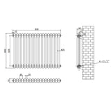 Aquarius Bathrooms Column Radiator Aquarius Foundry Horizontal 2 Column Radiator in White