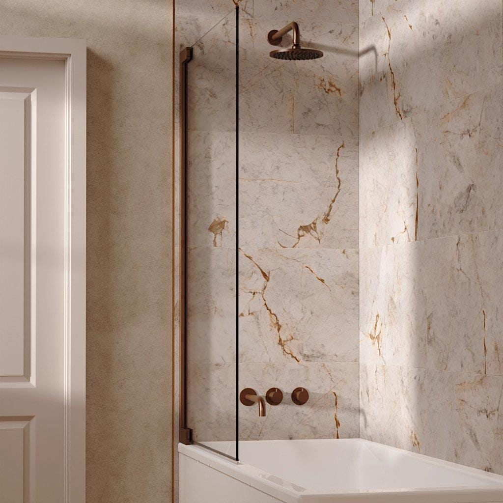 UK Bathroom Store Concealed Shower Set Brushed Bronze / Wall Arm / 200mm Crosswater Module Shower Set 3 with Fixed Overhead Shower and Bath Spout